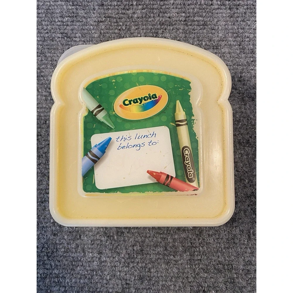 Crayola Snack Packer Sandwich Keeper Lunch Plastic Container with Lid 2005 5X5